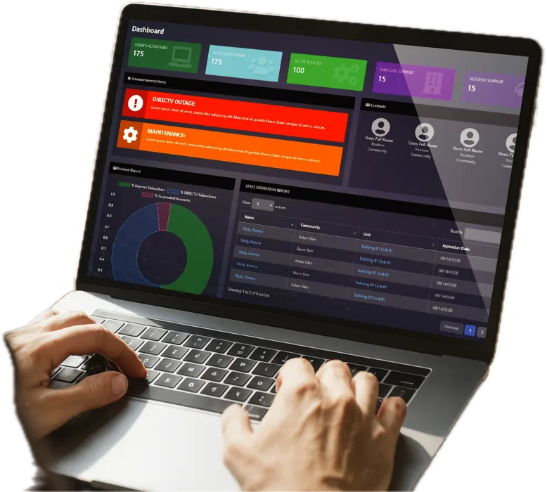 STELLAR property management dashboard on a laptop