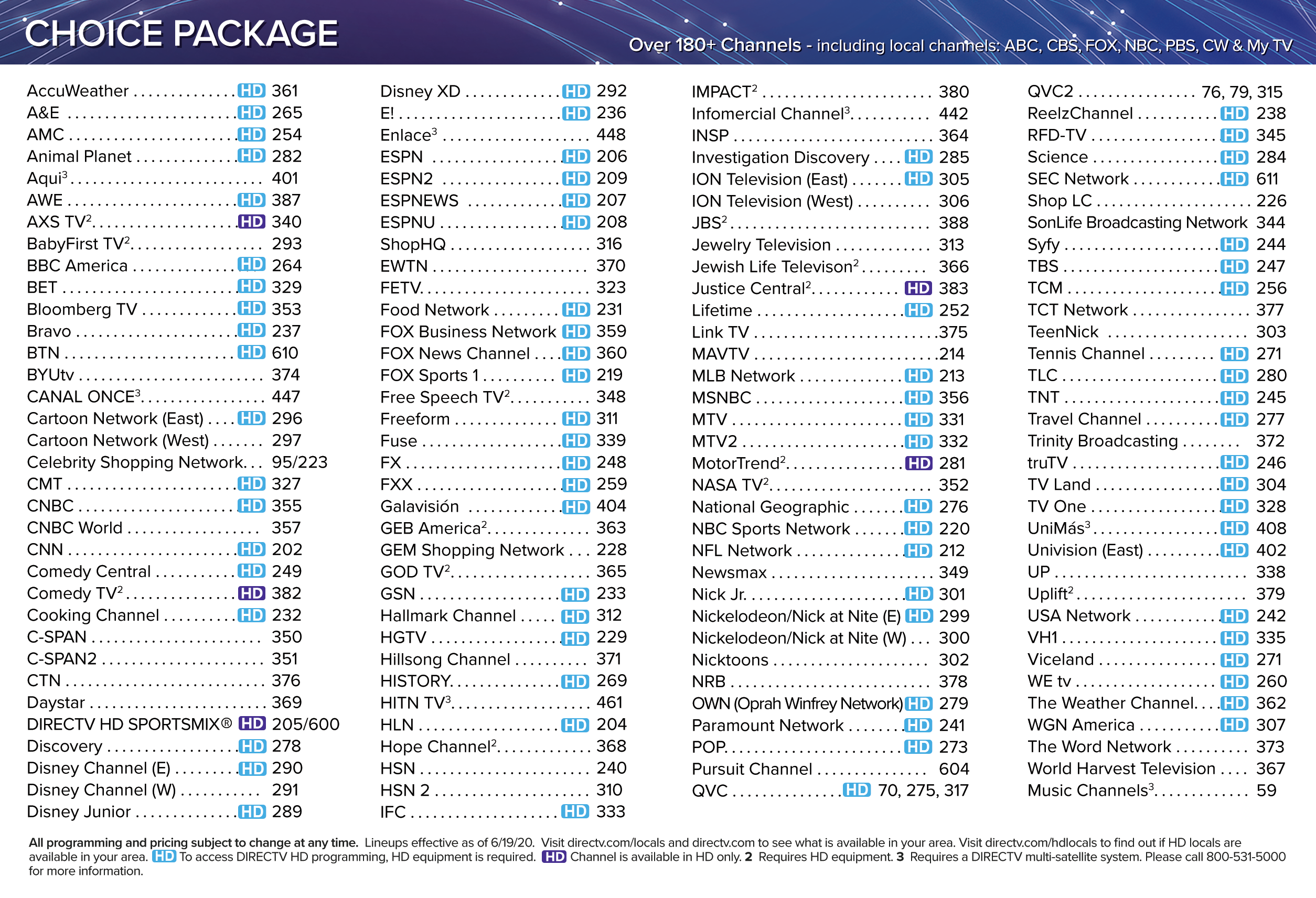 Channel Lineups Stellar Fiber Internet